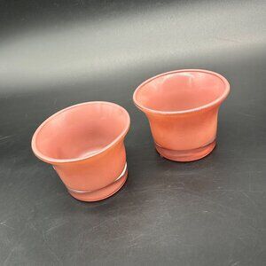 Vintage Tea Light Candle Holders Mauve Pink Glass 1980s Set of 2 Kmart Cottage